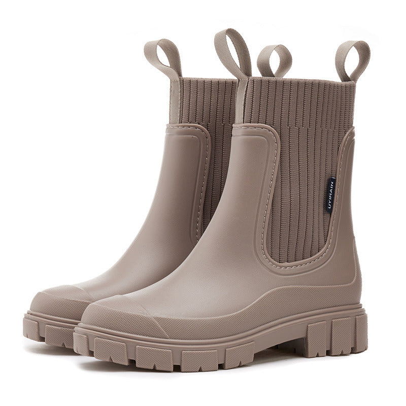 Wear-resistant Height Increasing Waterproof Non-slip Outdoor Wearable Elastic Band Women's Rain Boots Buy Center