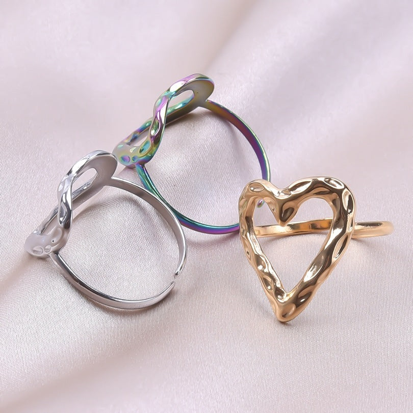 Stainless Steel Heart-shaped Open Ring Buy Center