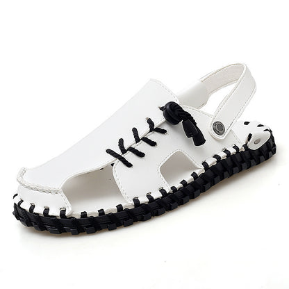 Sandalias de cuero para hombre para exteriores, casuales y modernas