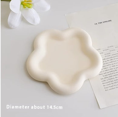 Just Arrived at Buy Center: Single-Layer Light Luxury Cloud Ceramic Jewelry Storage Tray Beige