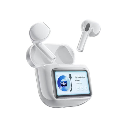 Fresh on the Scene at Buy Center: Wireless Bluetooth 5.4 Headphones, ENC Smart LCD Display Noise Reduction Smart Sports Waterproof Sweatproof Long-lasting Headphones-Blanco White