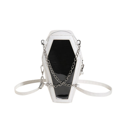 New European And American Style PVC Mirror With Chain Shoulder Bag White