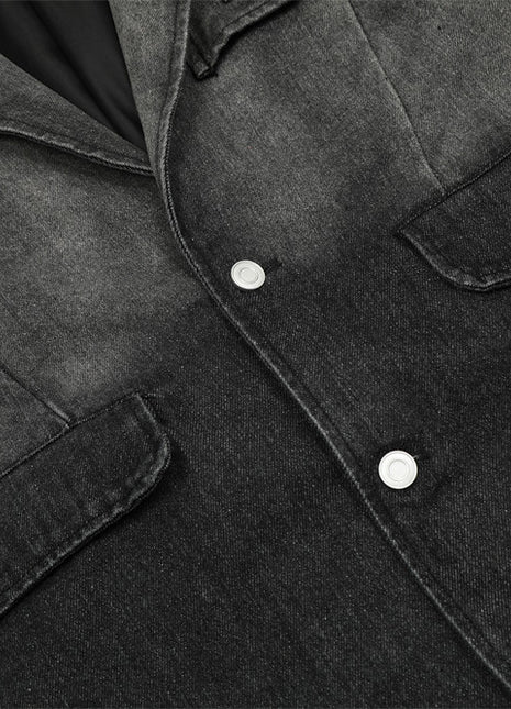 Abrigo vaquero con efecto degradado de inyección de tinta, ropa de marca de moda para hombre