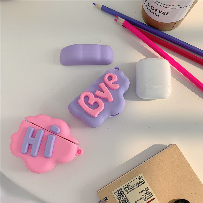 AirPod 2 Case 3D HI BYE Cloud Letter Cartoon Soft Silicone Wireless Earphone Cases For Apple Airpods Case Cute Cover Buy Center