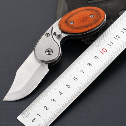 Newly Released at Buy Center: Color Wooden Handle Outdoor Mini Folding Knife Multi-function