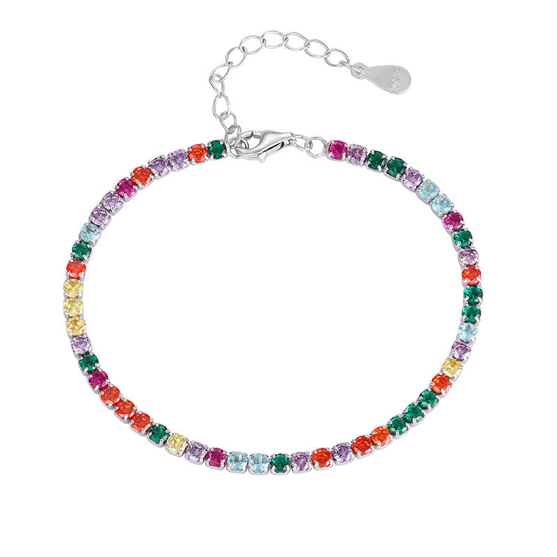 Buy Center Choice-Women's Sterling Silver Rainbow Diamond Bracelet And Necklace Set