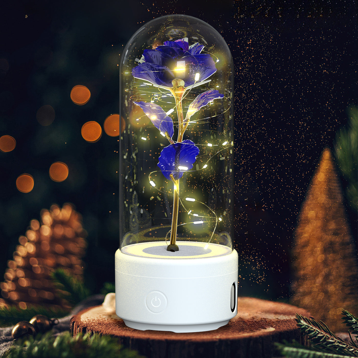 Creative 2 In 1 Rose Flowers LED Light And Bluetooth-compatible Speaker Valentine's Day Gift Rose Luminous Night Light Ornament In Glass Cover Buy Center