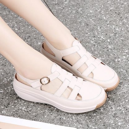 Buy Center Special-Plus Size Closed Toe Height Increasing White Shoes Thin Sandals Casual Fashion