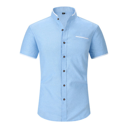 Stand Collar Men's Short Sleeve Shirt Buy Center