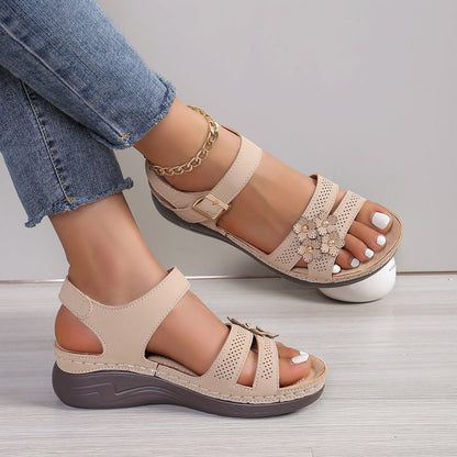 Just Arrived at Buy Center: Wedge Sandals Women's Flower Flat