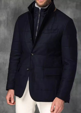 Veste de costume polyvalente à col montant et boutons pour homme de style rétro britannique