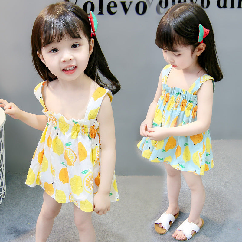 Newly Released at Buy Center: Women's Cotton Lemon Suspender Princess Dress