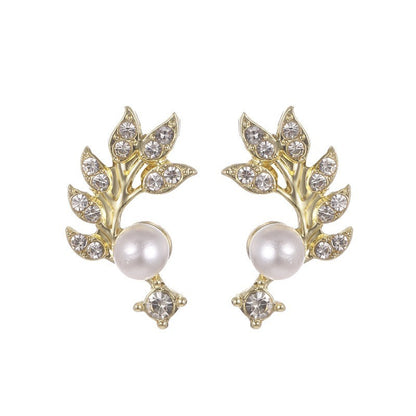 Now Available at Buy Center: High End, Niche Pearl Branches, Leaf Earrings, Women's French Style, Light Luxury Temperament, Versatile Retro And Cold Earrings And Earrings