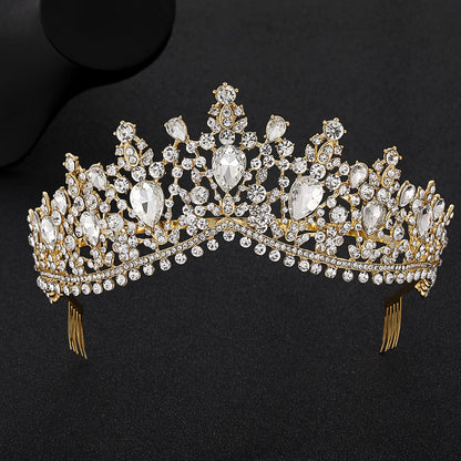 Couronne de mariée baroque, coiffe, strass, accessoires pour robe de princesse formelle