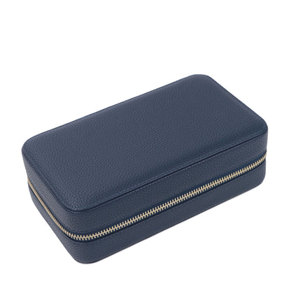 New at Buy Center: Large Capacity Leather Portable And Versatile Built-in Pouch Cosmetic Case Navy Blue 21x6.5x12cm