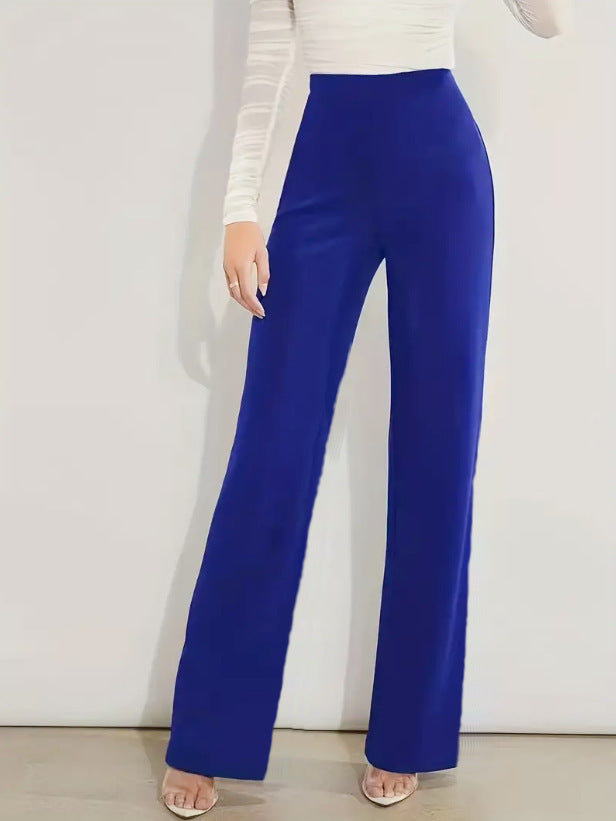 High Waist Slimming Casual Solid Color Straight-leg Trousers Four Seasons Stretch Buy Center