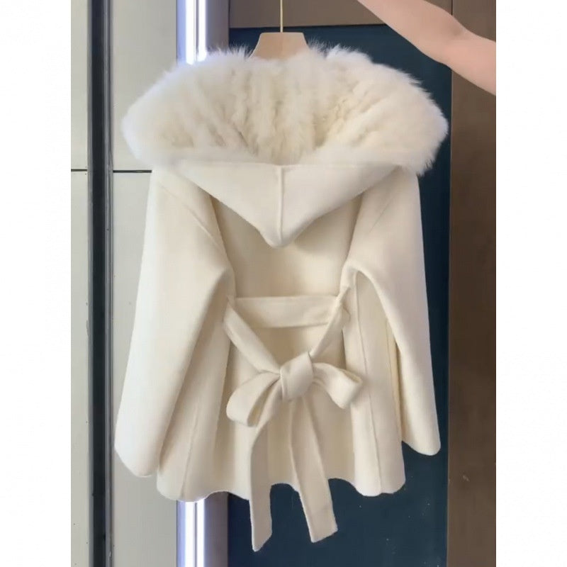 Stitching Fur Woolen Coat Women's Fur Coat Buy Center