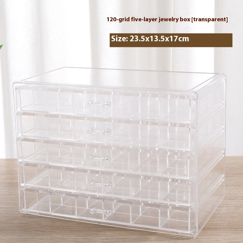 Just Arrived at Buy Center: Transparent Jewelry Storage Box Multi-layer Large Capacity Rings Ear Studs Necklace Bracelet Household Drawer Transparent 120Grid