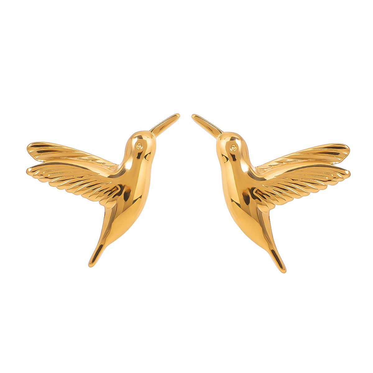 Stainless Steel Gold Peace Dove Stud Earrings Simple