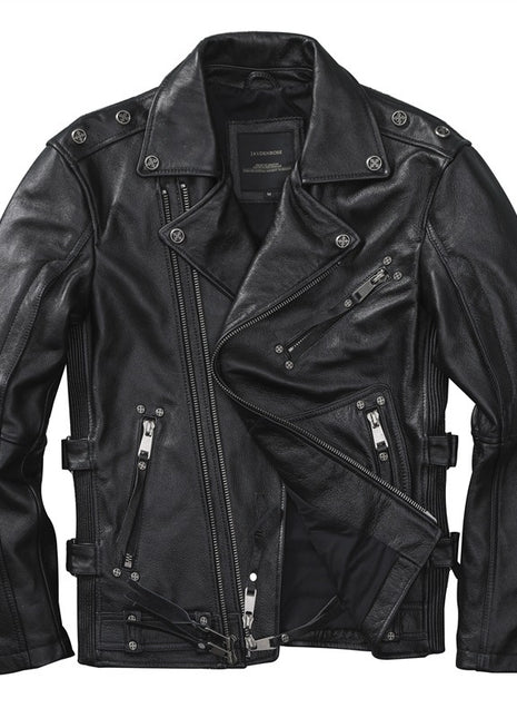 Slim Fit Soft First Layer Cowhide Biker's Leather Jacket