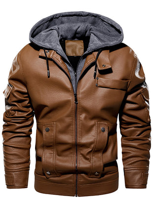 Manteau en cuir pour homme taille américaine tendance et chaud