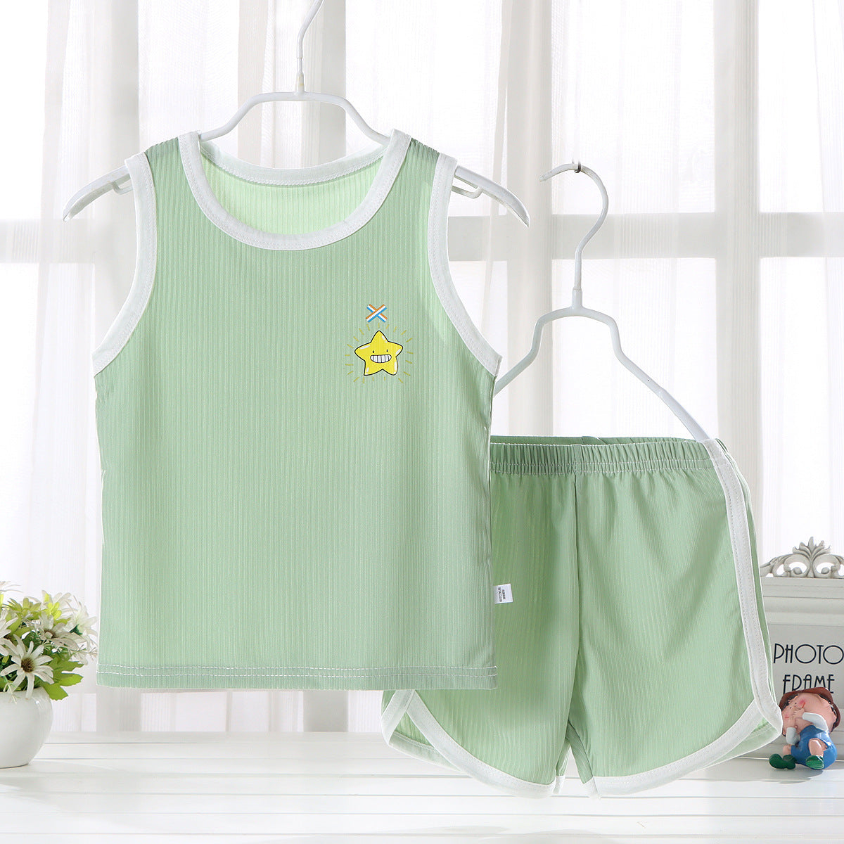 Fresh Arrivals at Buy Center: Children's Quick Drying Clothes Vest Suit Summer Ice Silk Bean Green