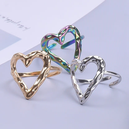 Stainless Steel Heart-shaped Open Ring Buy Center