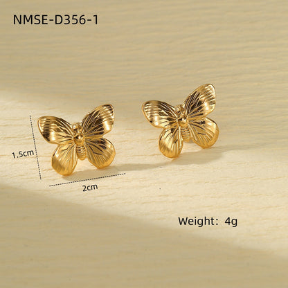 Fresh Arrivals at Buy Center: Fashion Butterfly Titanium Steel Earrings For Women NMSED3561 Gold