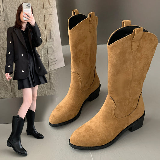 Korean Style Chunky Heel Internet Celebrity Fashion Boots Knee-high Boots | Bags & Shoes3 | Buy Center