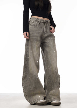 Jeans rétro Splash-ink pour femme Pantalon Machete Couple