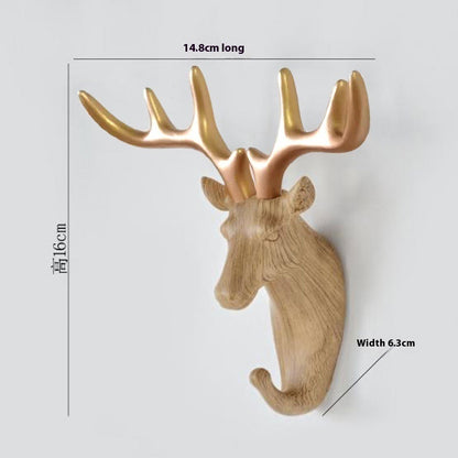 Just Arrived at Buy Center: Home Creative Cartoon Punch-free Clothes Hanger Deer Head Hook Deer Head Wood Color