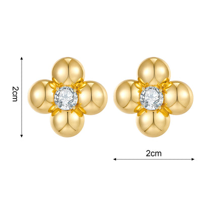 Buy Center Handpicked- Electroplated Real Gold Vintage Zircon Stud Earrings For Women Glossy Zircon Earrings