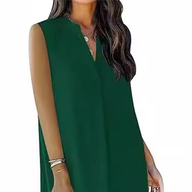 Buy Center Hot Pick-Sleeveless Elegant V-neck Loose Solid Color Dress Women