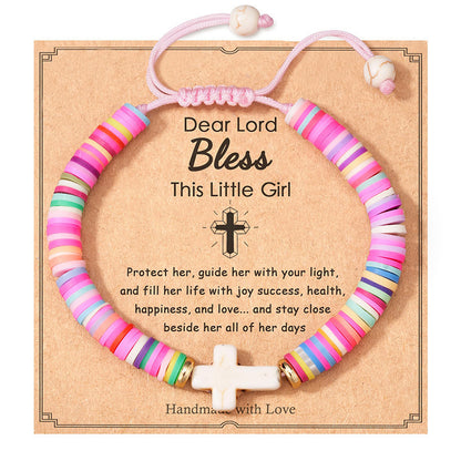 Buy Center Excellence-Bohemian Style Colorful Soft Ceramic Bracelet Dear Lord Blessing