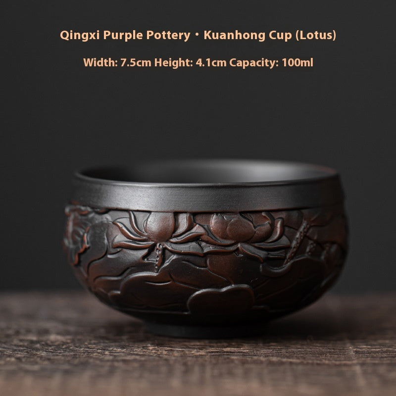 Buy Center Ultimate-Qingxi Purple Pottery Chinese Style Handmade Ceramic Kung Fu Tea Cup Kuohong Cup Lotus