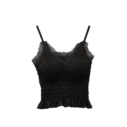 Hot New Items at Buy Center: Internet Hot New French Pleated Lace Small Sling Vest