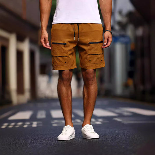 New at Buy Center: Workwear Shorts Men's Summer Pirate Shorts Loose Brown