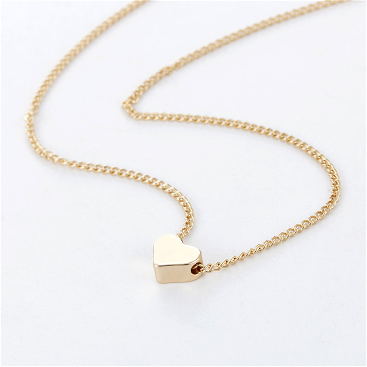 Simple Fashion Gold Color Double-sided Love Pendant Necklaces Clavicle Chains Necklace Women Jewelry Valentines Day Gift Gold