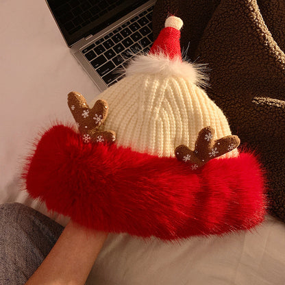 Cute Christmas Antlers Plush Bonnet Children Buy Center