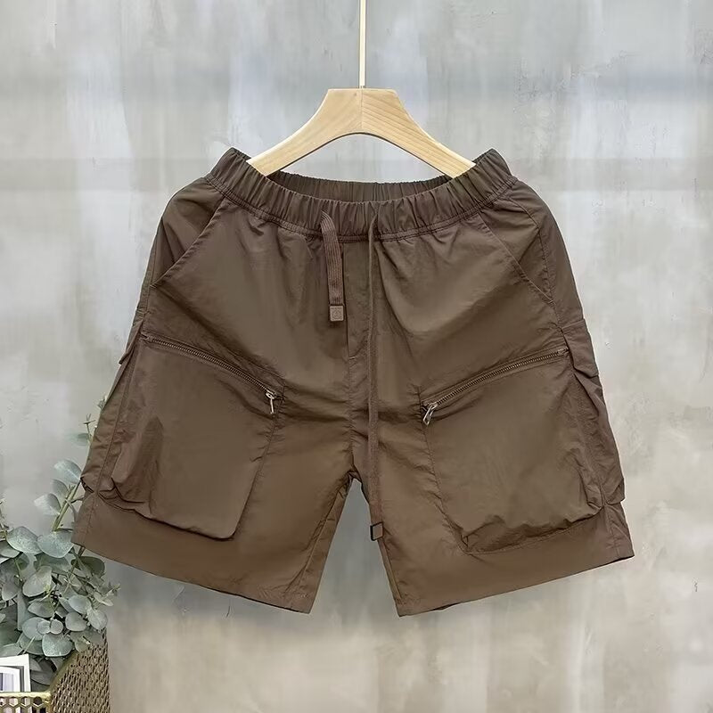 Newly Released at Buy Center: Men's Sports Thin Section Loose Casual Quick-drying Fifth Pants Cargo Shorts Brown