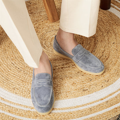 Men's Loafers With Round Toe Suede Slip-ons