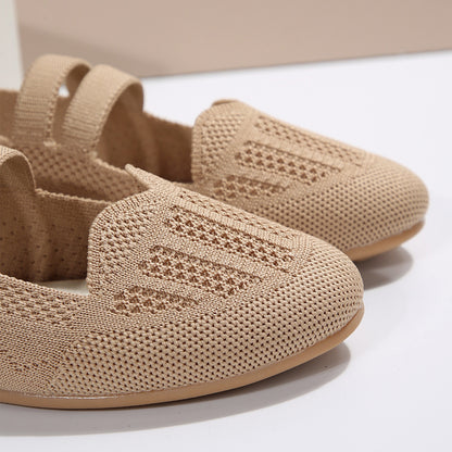 Hot New Items at Buy Center: Casual Mesh Flats Women's Low-cut Round Toe Slip-on Knit Shoes