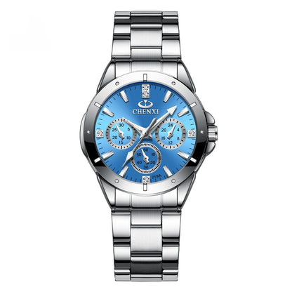 Buy Center Exclusive Offer-Waterproof Couple Quartz Watch Silver Women's Light Blue