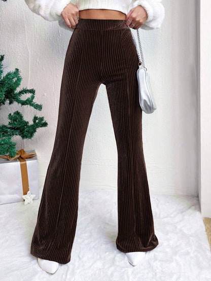 High Waist Lamp Wick Corduroy Bell-bottom Pants Wide Leg Women Buy Center