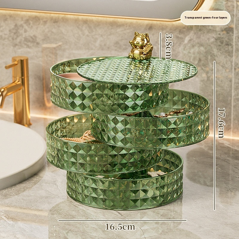 Newly Released at Buy Center: Fruit Plate Makeup Storage Box Student Household Dormitory Rotating Jewelry Organizing Rack Transparent Green Four Layers