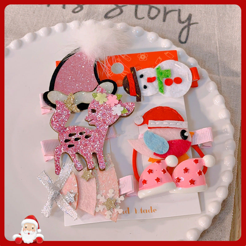 Bowknot Hairpin Cute Headwear Cartoon Cloth Bell Elk Snowflake Christmas Tree Barrettes Suit Buy Center