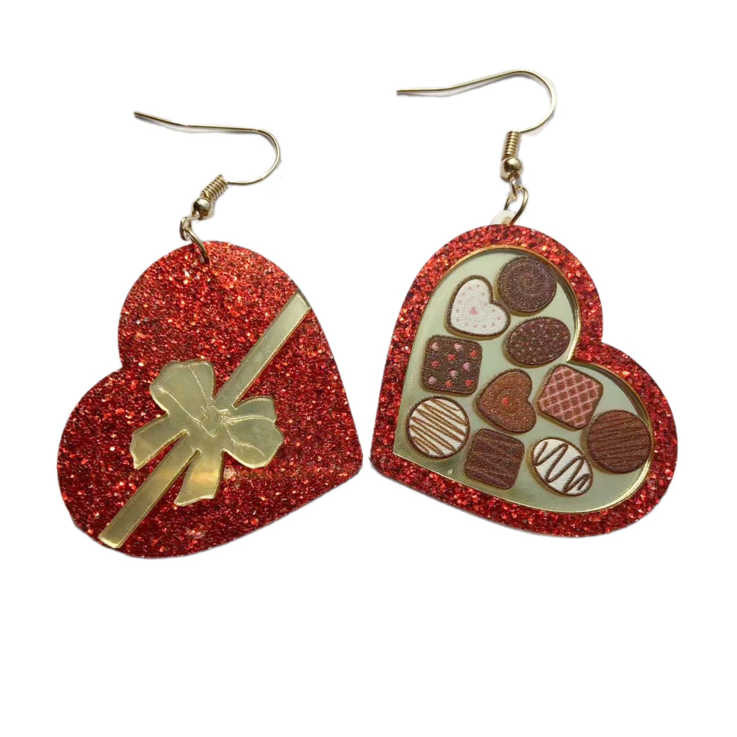 Coffret cadeau rouge Saint Valentin Boucles d'oreilles coeur pour femme Boucles d'oreilles pendantes en acrylique avec crème glacée You Make ME Melt Romantique Bijoux de créateur