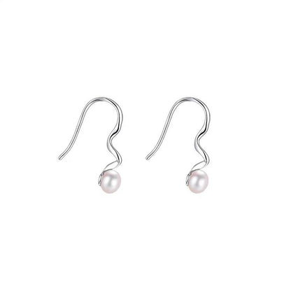 S925 Silver Spiral Pearl Earrings Female Niche High Sense