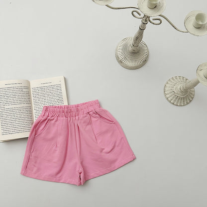 Hot New Items at Buy Center: Elastic Capri Pants Girls' Korean Style Rose Pink