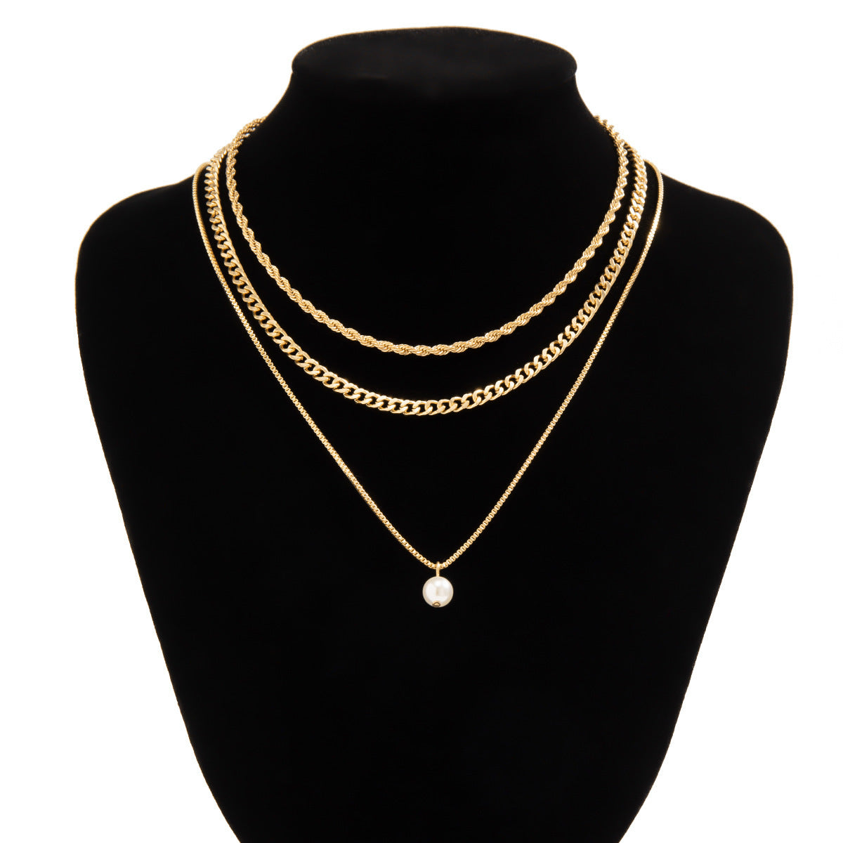 Fresh Arrivals at Buy Center: Women's Simple Slim Chain Multi-layer Imitation Pearl Necklace